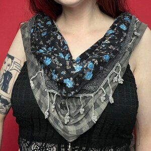 Grey black and blue multi layered scarf bandana 💙🩶